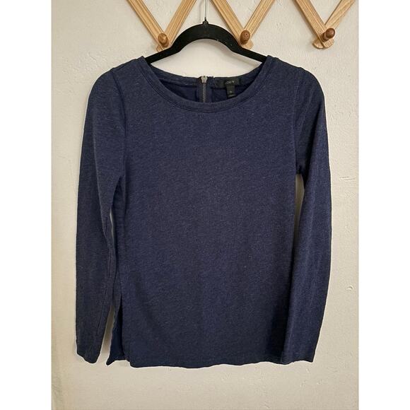 J.Crew Sweatshirt Women's Small Navy Long Sleeve Fleece Pullover Round Neck - Picture 2 of 9
